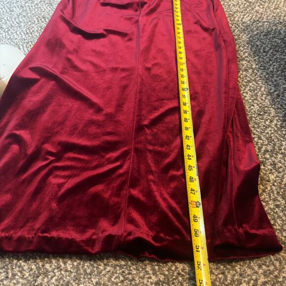 Vtg Women's Sz L Velour 1/2 Zip Robe Housecoat Plaza 9 Long Maroon Lace READ - Picture 4 of 7